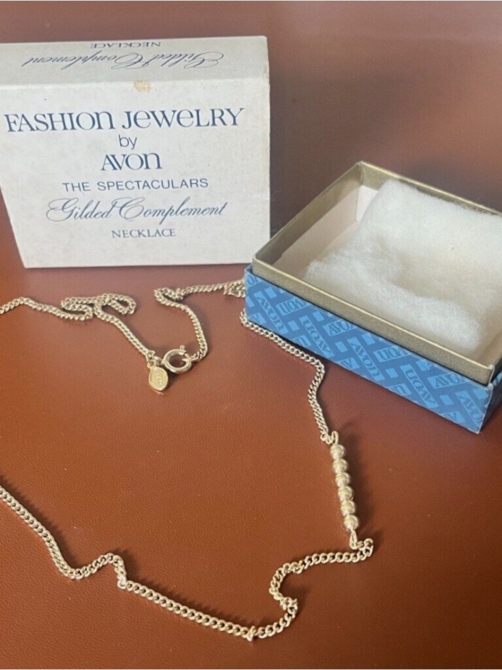 Avon Gold-Tone Station Necklace with Bead Accents